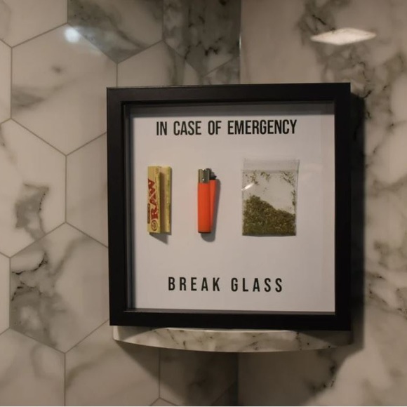In Case Of Emergency Break Glass 420 Stoner Mary Jane Glass Wall Art Canvas - Picture 5 of 6